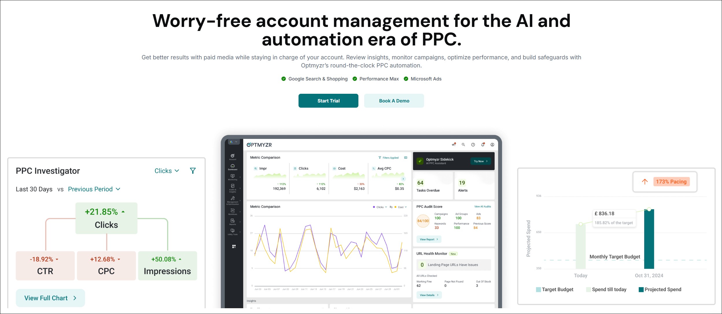 Optmyzr homepage